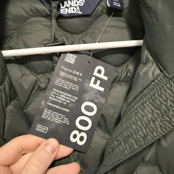Lands' End NWT Green HyperDry 800 FP Down Fill Quilted Jacket Size XS - Picture 3 of 8